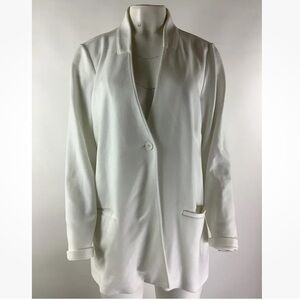 Eileen Fisher Sz 1X Jersey Chambray Blazer White Tencel Lyocell Spandex